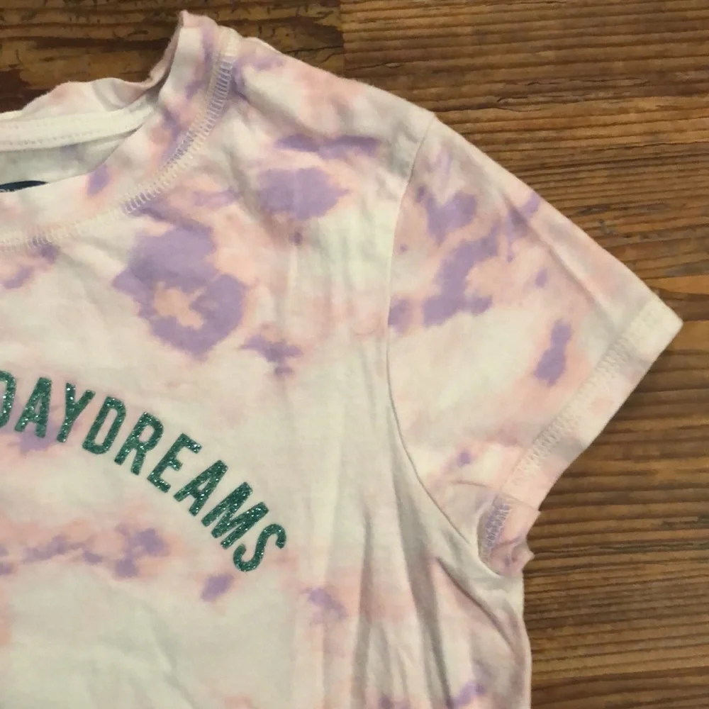 Old Navy l White Purple Tie Dye Glitter Sunbeams & Daydreams Top